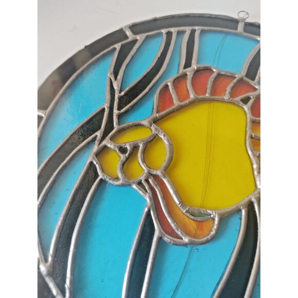 Vintage Hand Made Stained Glass Window Hanging 10" Diameter Angelfish - Picture 6 of 13